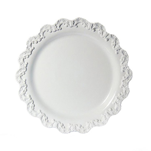 (A) Baroque White Charger Plate 13.75"D - Set of 4 - Intrada Italy