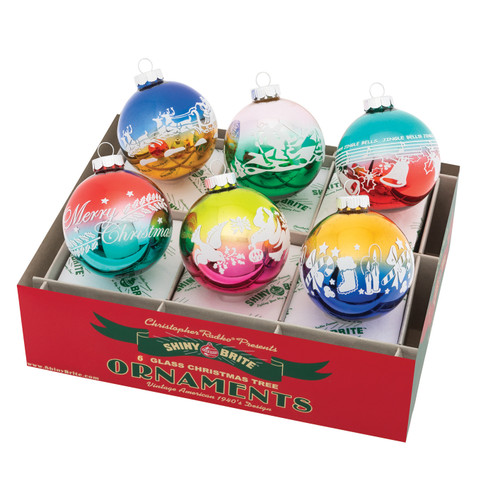 Christmas Confetti 3.25" Signature Flocked Rounds by Christopher Radko (Set of 6) -