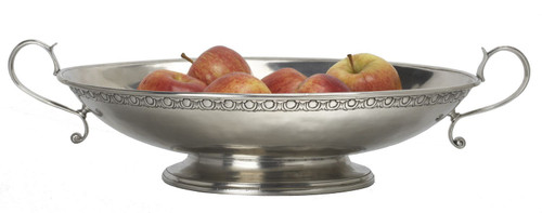 Bordered Oval Footed Centerpiece Bowl with Handles by Match Pewter