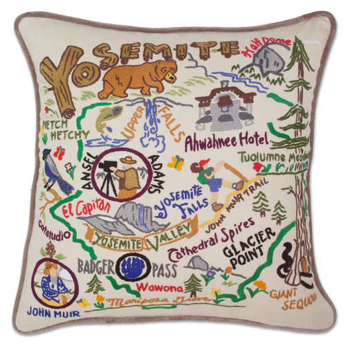 Yosemite XL Hand-Embroidered Pillow by Catstudio