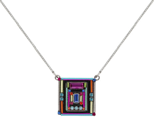 Multi-Color Architectural Square Pendant - Firefly Jewelry