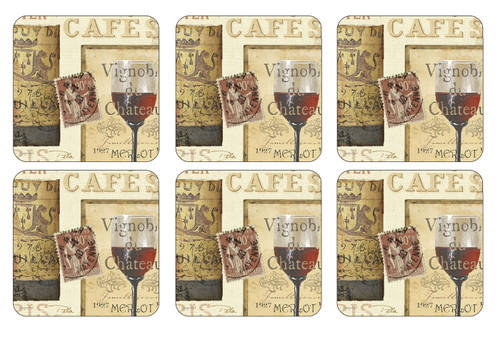 Set of 6 French Cellar Coasters by Pimpernel