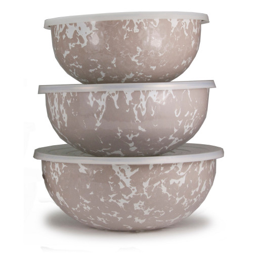 Set of 3 - Taupe Mixing Bowls by Golden Rabbit