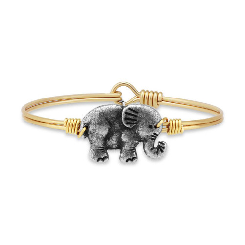 Petite Elephant Brass Tone Bangle Bracelet by Luca and Danni