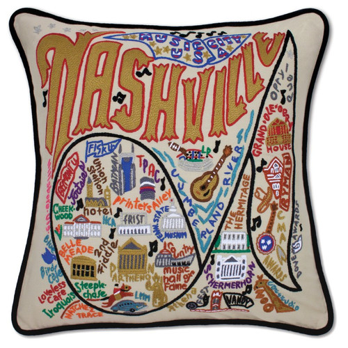 Nashville Hand-Embroidered Pillow by Catstudio