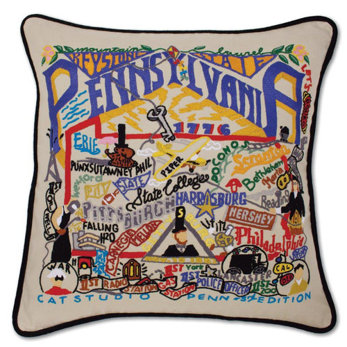 Pennsylvania Hand-Embroidered Pillow by Catstudio