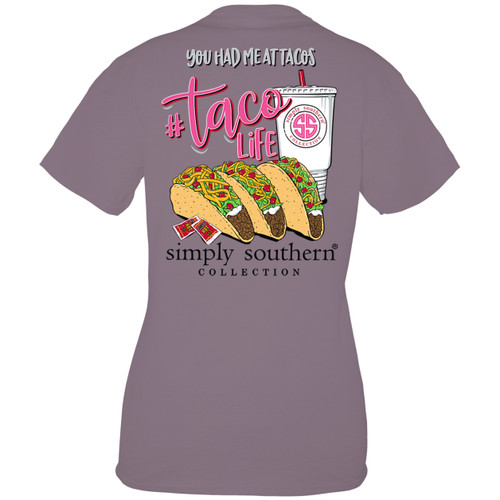 Small Taco Life Plum Short Sleeve Tee by Simply Southern