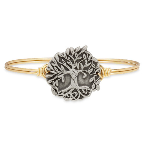 Petite Wishing Tree Brass Tone Bangle Bracelet by Luca and Danni