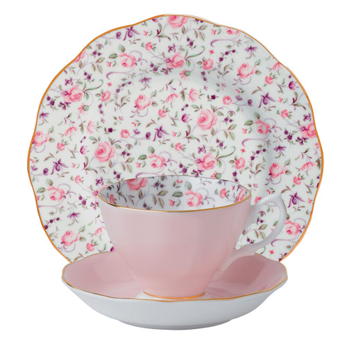 Rose Confetti 3-Piece Teacup Set by Royal Albert