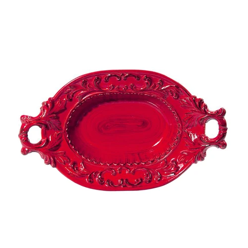 (G) Baroque Red Oval Bowl 15.5"L x 9.5"W - Set of 2 - Intrada Italy