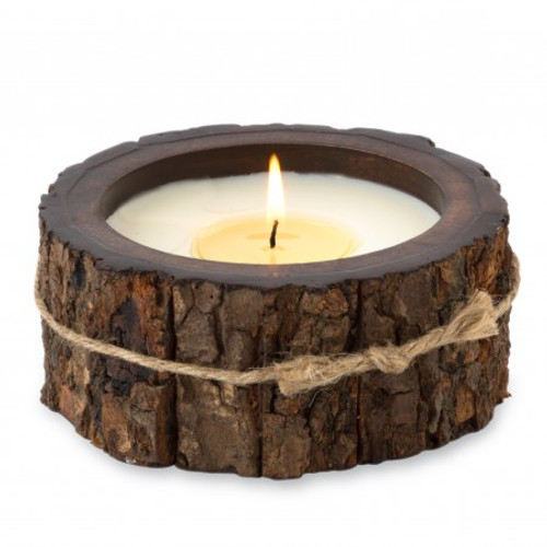 Mountain Forest 9 oz. Round Tree Bark Pot Candleby Himalayan Candles