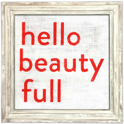 36" x 36" Hello Beauty Full Art Print With White Wash Frame by Sugarboo Designs