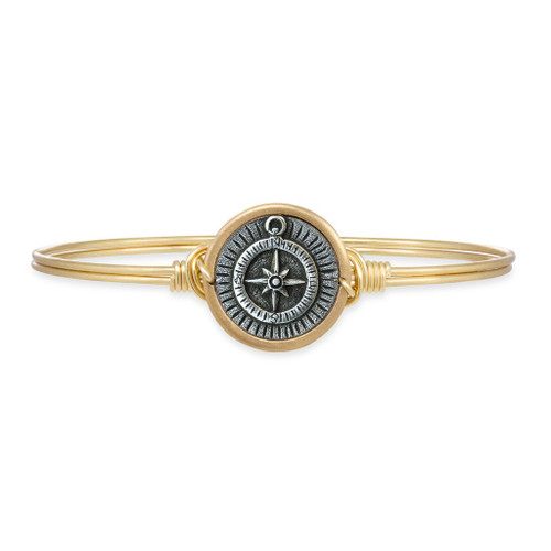 Regular Compass Brass Tone Bangle Bracelet by Luca and Danni