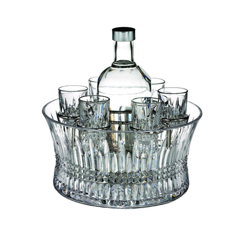 Lismore Diamond Vodka Set With Chill Bowl, Shot Glasses & Silver Insert by Waterford