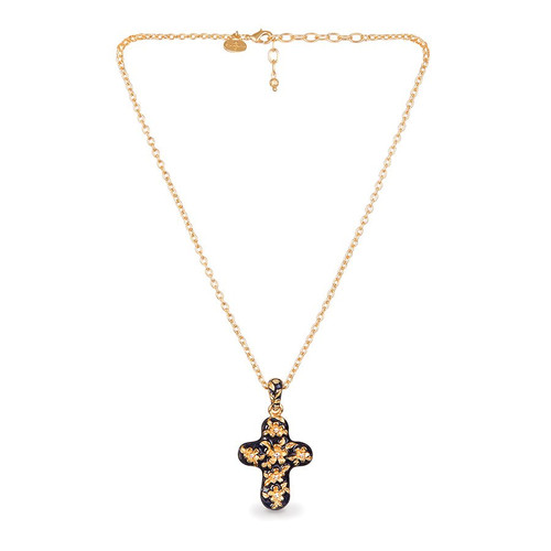 Jay Strongwater Delft Garden Floral Cross Pendant