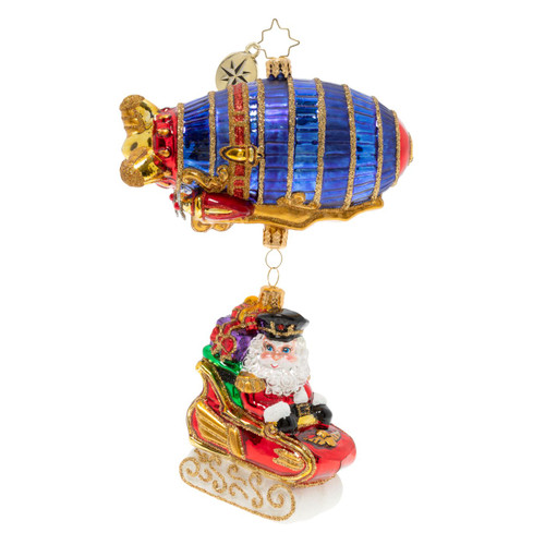 Santa's Zipping Zeppelin Ornament by Christopher Radko