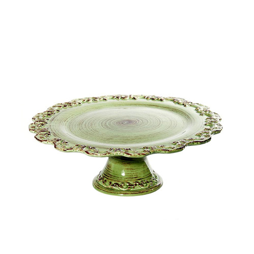 (B) Baroque Footed Cake Plate M. Green 14"D - Intrada Italy