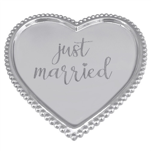 Just Married Beaded Heart Tray by Mariposa