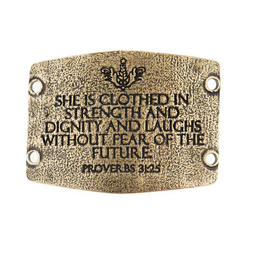 Clothed In Strength - Large Brass Sentiment - Lenny & Eva