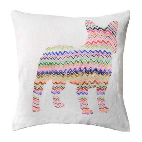 24" X 24" Zig Zag Frenchie Pillow by Sugarboo Designs