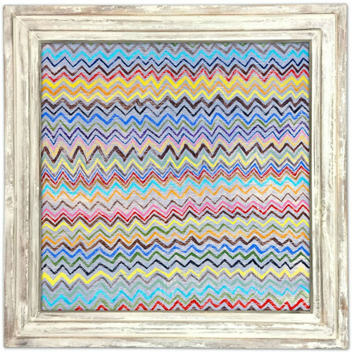 36" x 36" Zig Zag Art Print With White Wash Frame by Sugarboo Designs