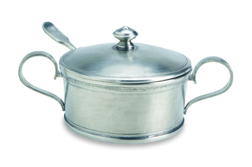 Sugar Bowl with Handles & Spoon by Match Pewter