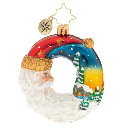 Santa's Silent Night Wreath Little Gems Ornament by Christopher Radko -