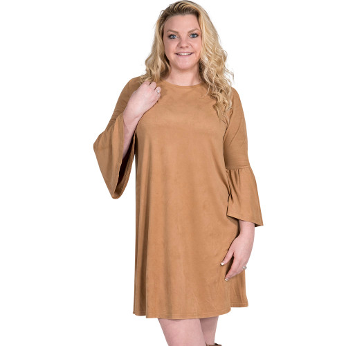 Small Camel Charlotte Long Sleeve Tunic by Simply Southern