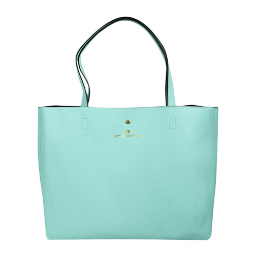 Teal Leather Tote by Simply Southern