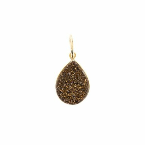 Bronze Pear Antique Gold Druzy Pendant by Benny & Ezra