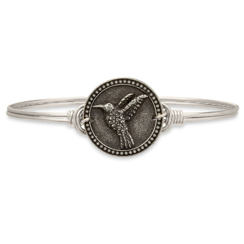 Regular Hummingbird Silver Tone Bangle Bracelet by Luca and Danni