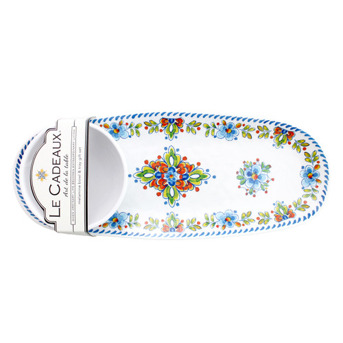 Madrid White Bowl and Tray Set by Le Cadeaux