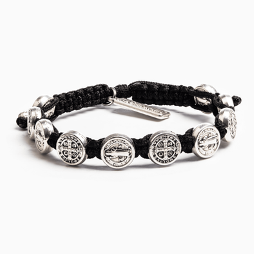 Benedictine Blessing Bracelet - Black with Silver Medals by My Saint My Hero