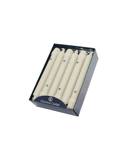 Ivory 8" Unscented Classic Taper 12-Pack Colonial Candle