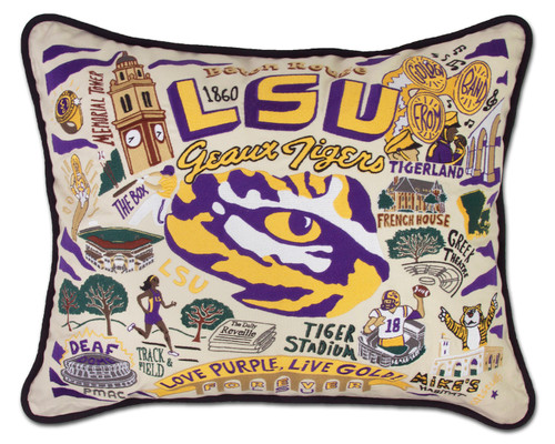 Louisiana State University Embroidered Pillow by Catstudio