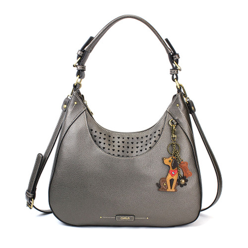 Pewter Mini Dog Sweet Hobo Tote by Chala