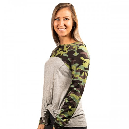 Large Camo Knot Top by Simply Southern