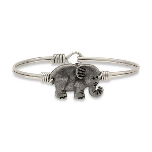 Regular Elephant Silver Tone Bangle Bracelet by Luca and Danni