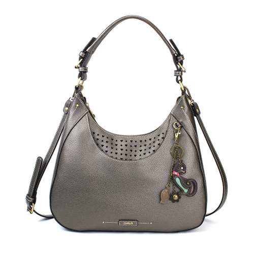 Pewter Mini Cat Sweet Hobo Tote by Chala