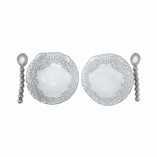 Dotty Wreath Ceramic Open Salt Spoon Set by Mariposa