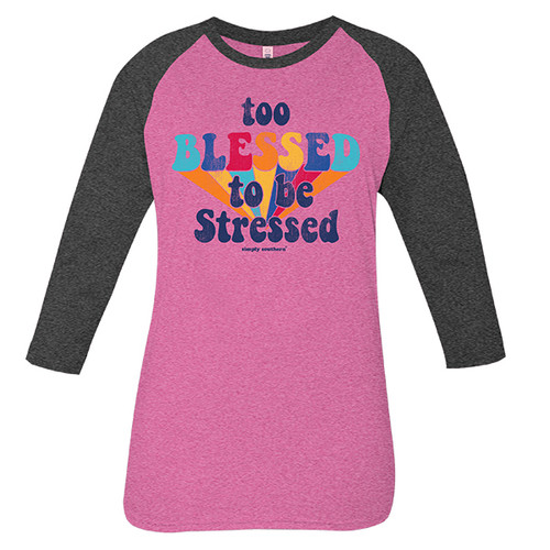 X-Large Vintage Pink Too Blessed Long Sleeve Tee by Simply Southern