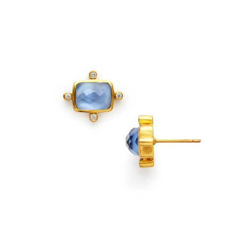 Julie Vos Clara Stud Earring -Iridescent Chalcedony