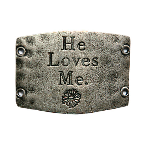 He Loves Me - Large Silver Sentiment - Lenny & Eva