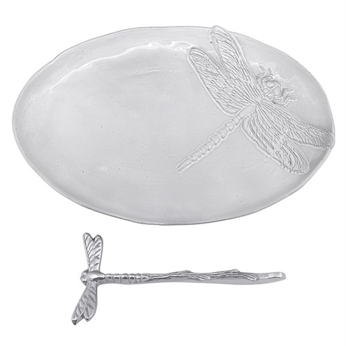 Dragonfly Ceramic Oval Plate & Dragonfly Spreader by Mariposa