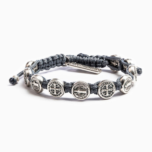 Benedictine Blessing Bracelet - Slate with Silver Medals by My Saint My Hero