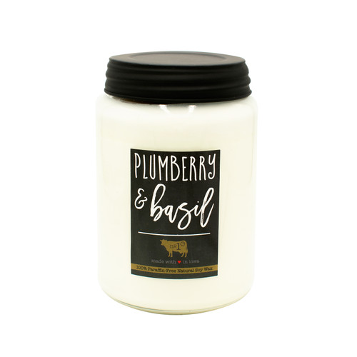 Plumberry & Basil 26 oz. Farmhouse Jar by Milkhouse Candle Creamery