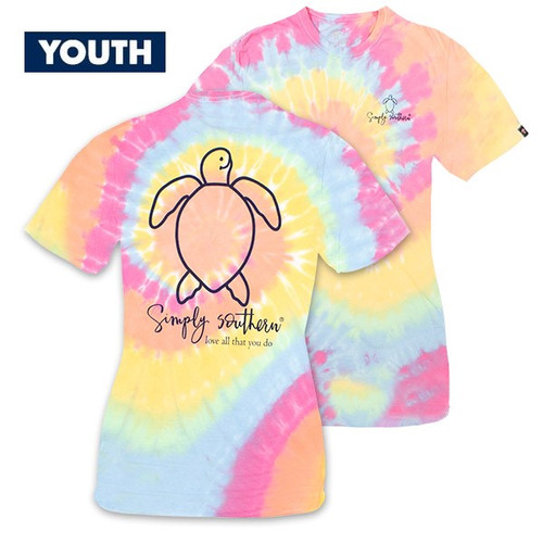 Small Save the Turtles Logo Tie Dye Short Sleeve Tee - YOUTH by Simply Southern