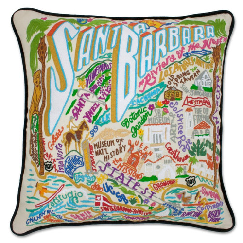 Santa Barbara XL Hand-Embroidered Pillow by Catstudio