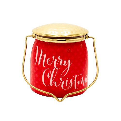 Merry Christmas (Victorian Christmas) Jar 16 oz. Sentiments Special Edition Wrapped Butter Jar by Milkhouse