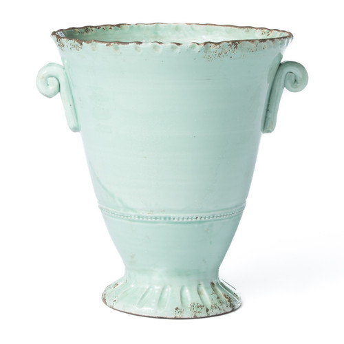 Vietri Rustic Garden Aqua Trumpet Flair Planter